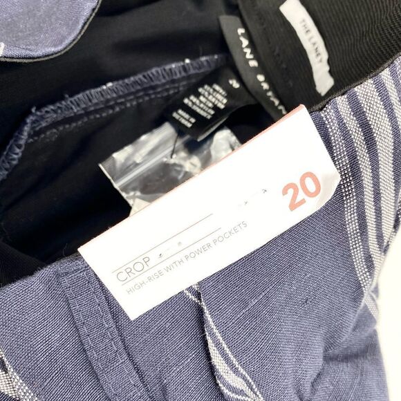 Lane Bryant high rise cropped pinstripe linen lightweight pants 20 - Picture 3 of 11